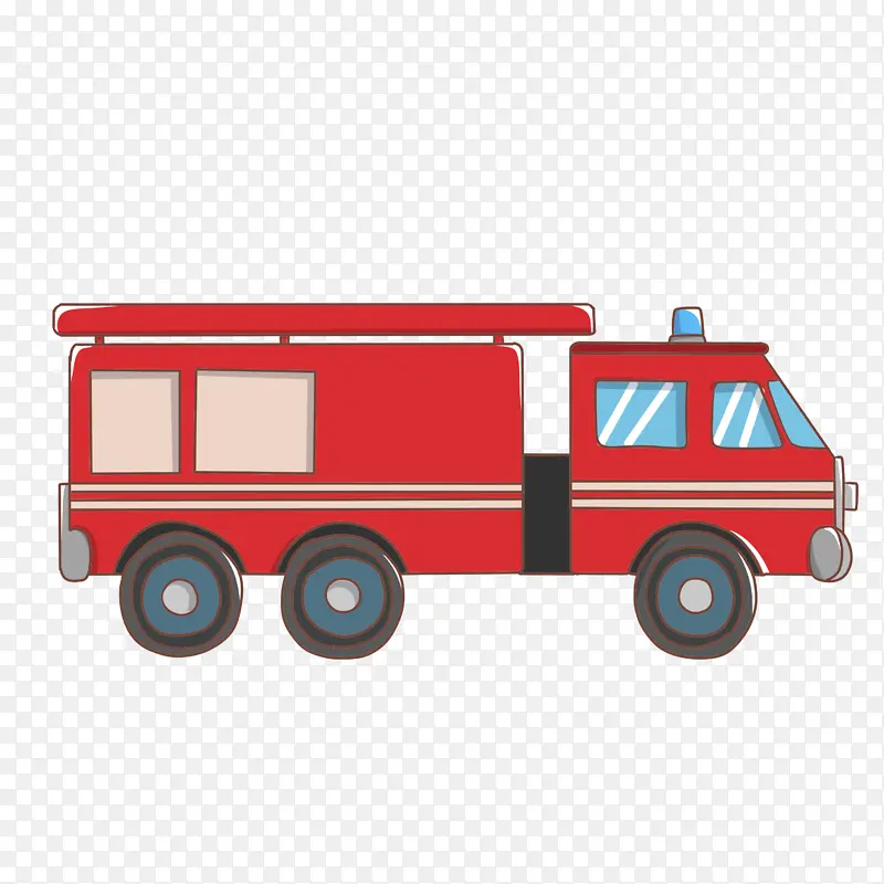 卡通手绘消防工具消防车插画