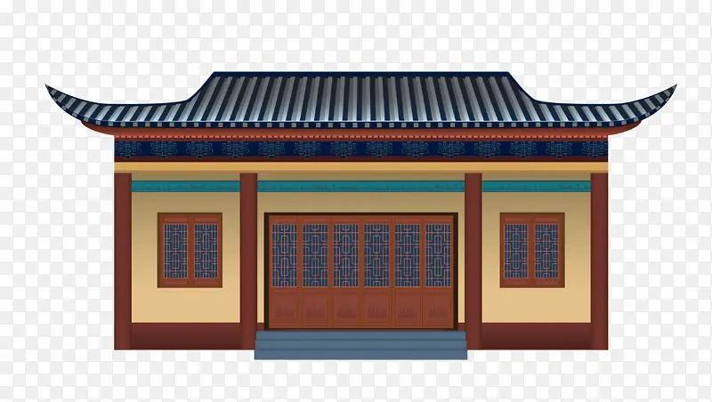 中国古风建筑手绘矢量图