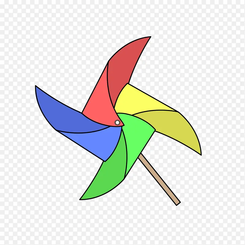 插画手绘甜美风风车彩色