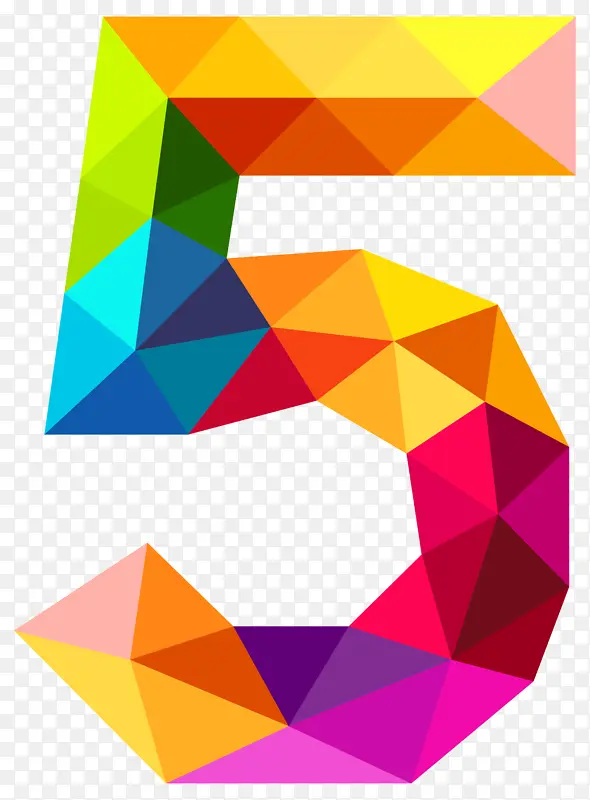 彩色几何拼贴数字5