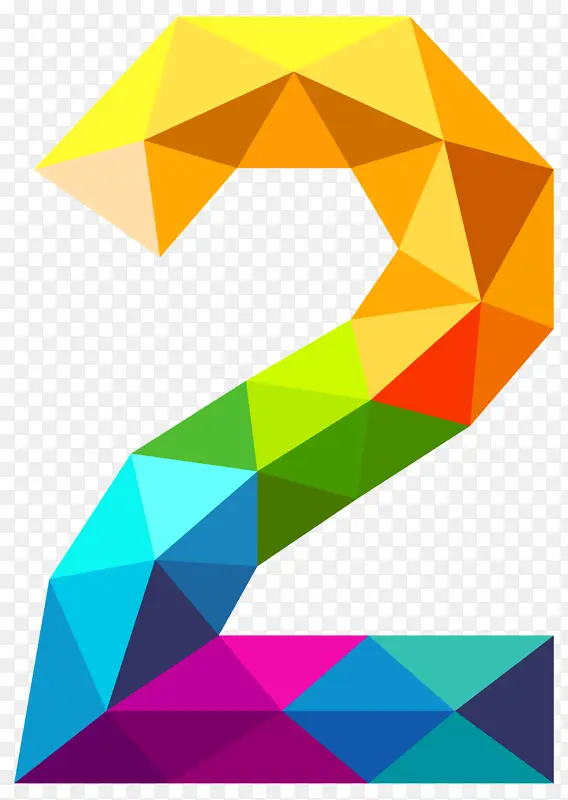 彩色几何拼贴数字2