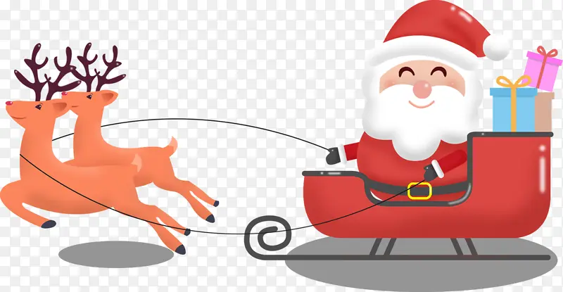 圣诞节快乐圣诞老人麋鹿拉雪橇元素