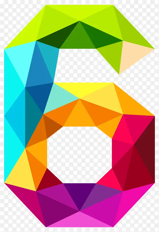 彩色几何拼贴数字6