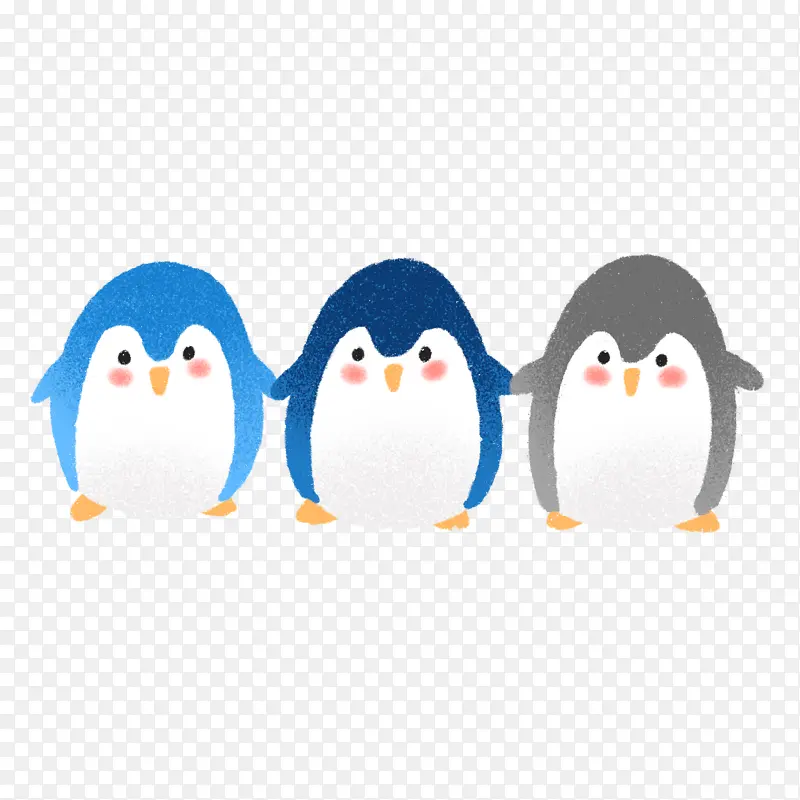 手绘可爱三只小企鹅