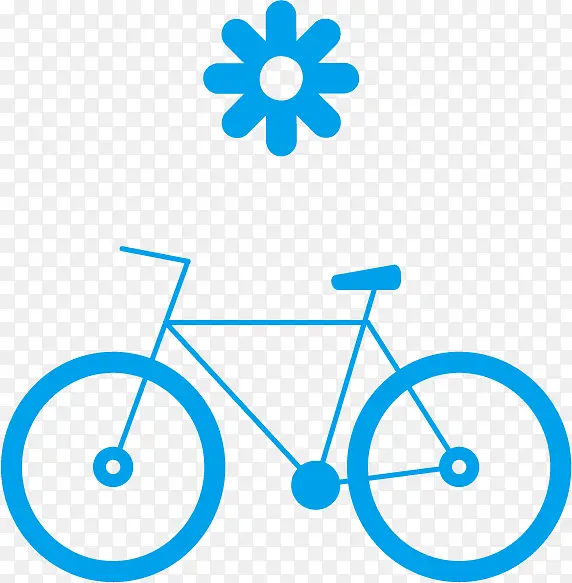 蓝色的自行车和花