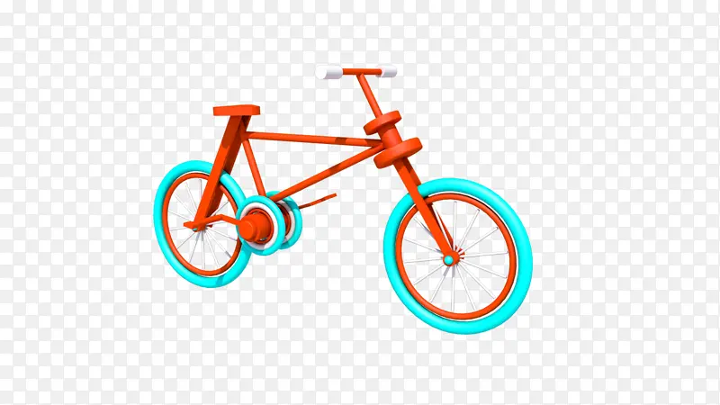 C4D蓝色+橙色自行车
