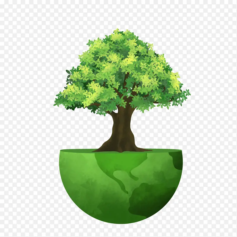 卡通风植树节地球环保绿树