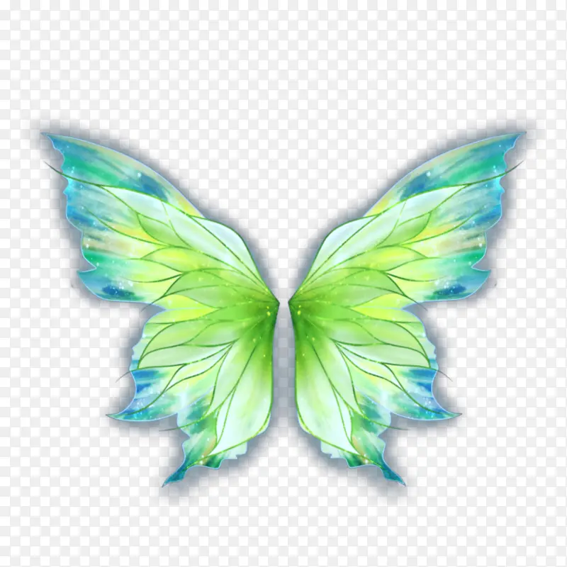 绿色展翅手绘蝴蝶