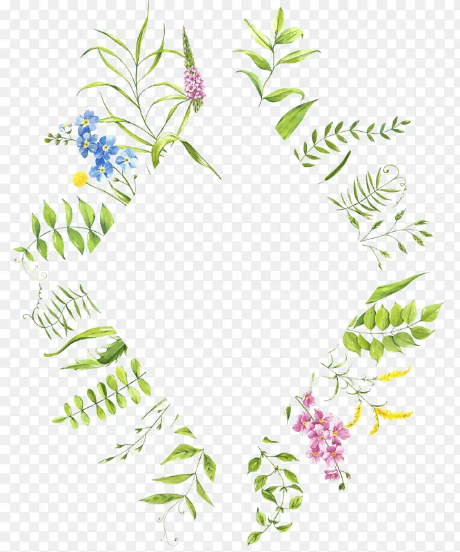植物花圈花朵手绘元素边框