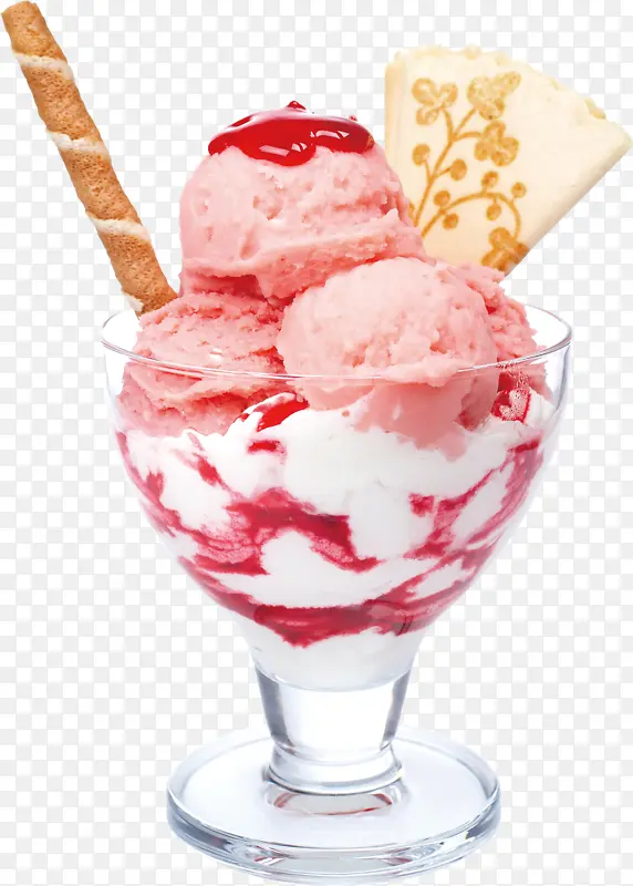 草莓冰淇淋，雪糕，冰淇淋球