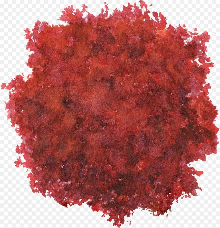 红色大树树冠水彩风手绘