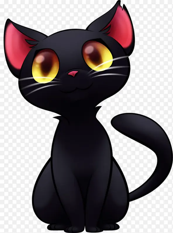 黑猫  png 透明 卡通 素材