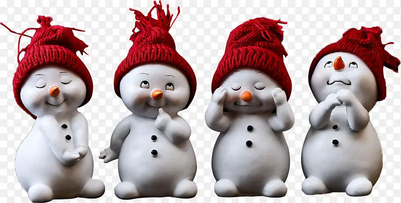圣诞节戴红帽子的雪人