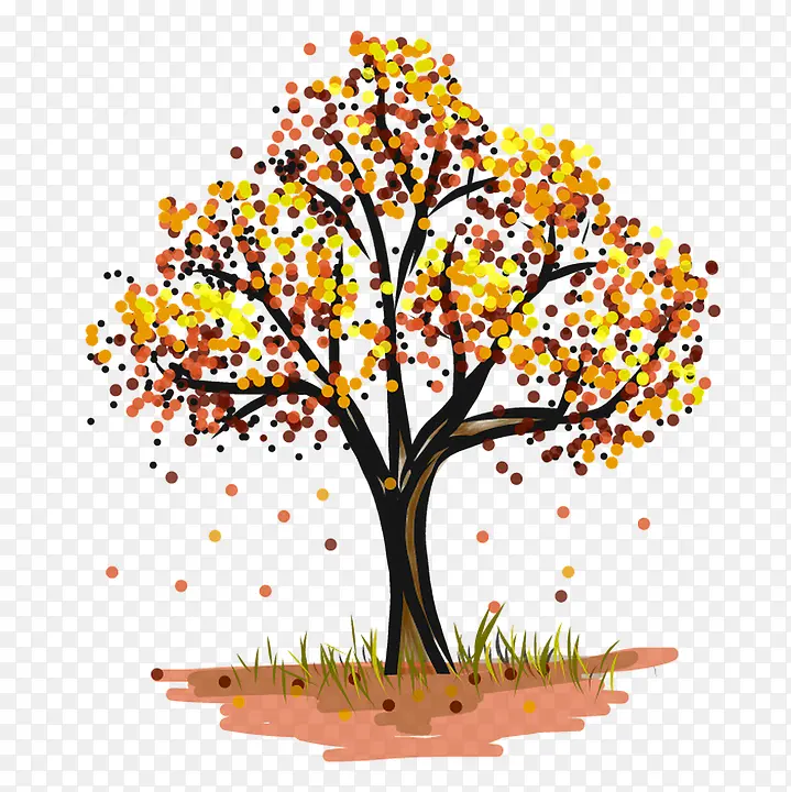 绘制一棵落叶纷纷的大树