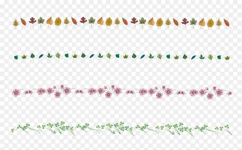 卡通树叶花朵文本分割线