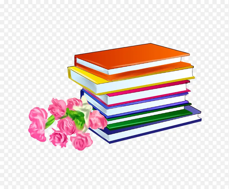 教师节一堆书与鲜花