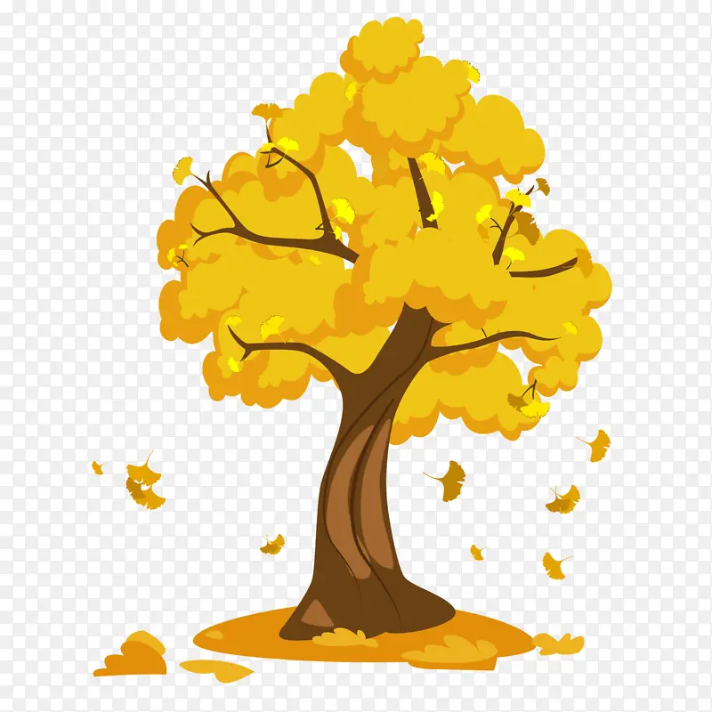 秋天黄色树木