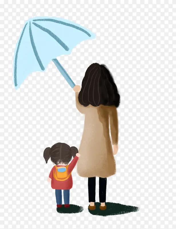 母亲节雨中的妈妈和孩子