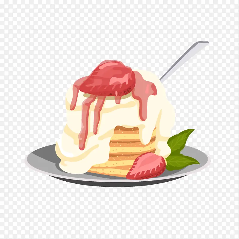 一份草莓冰淇淋蛋糕免扣图