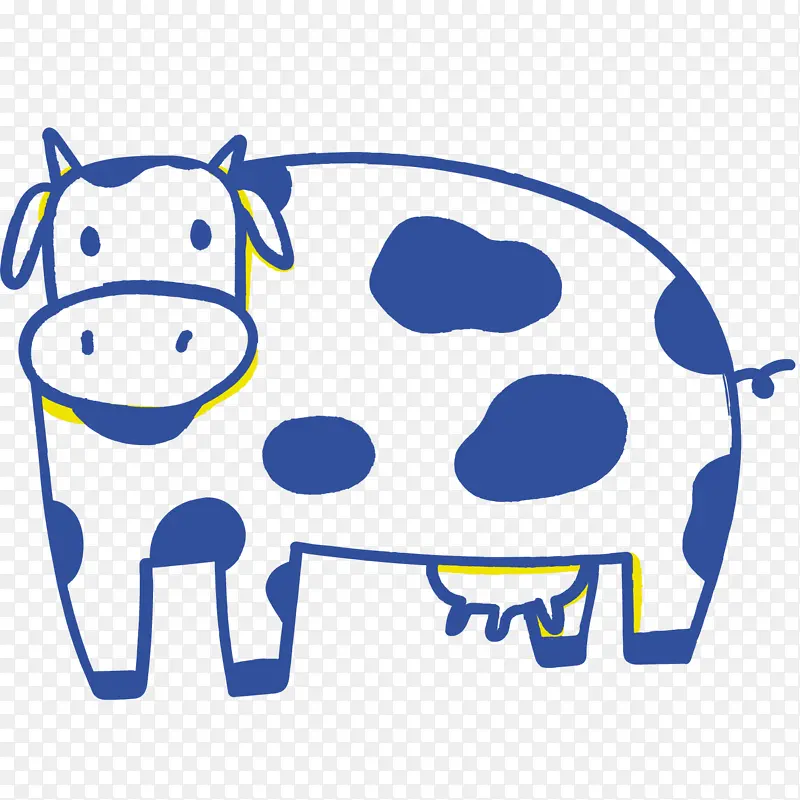 二维卡通蓝色奶牛