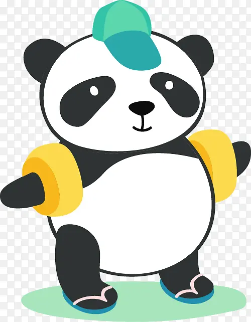 扁平化UI夏天游泳熊猫