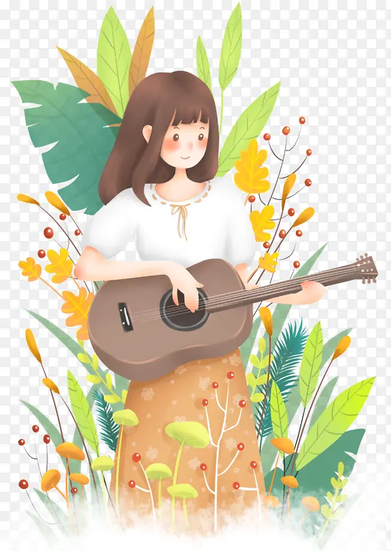 弹吉他的文艺女孩