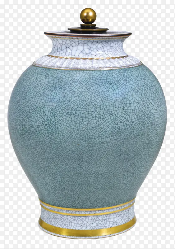 绿色花纹陶瓷罐