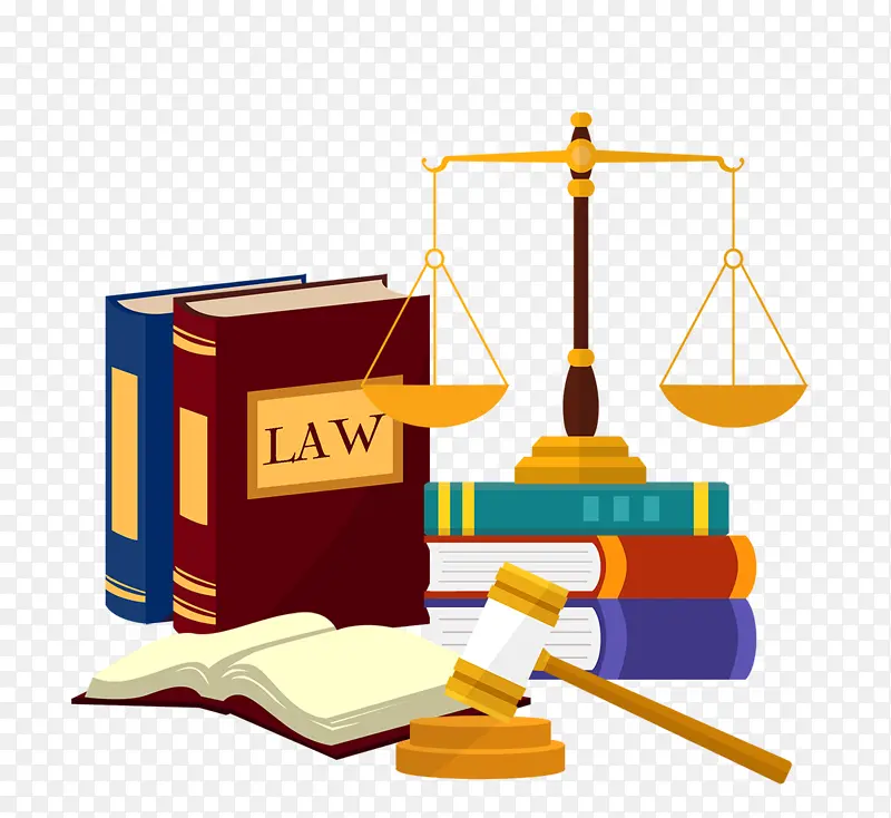 手绘宪法书籍法律法槌天平law