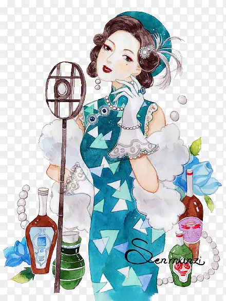 卡通唱歌美女