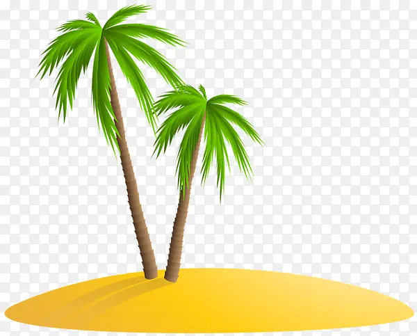 海岛上的卡通椰子树