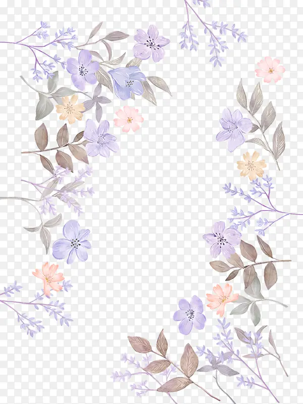 紫色小花素材花边素材