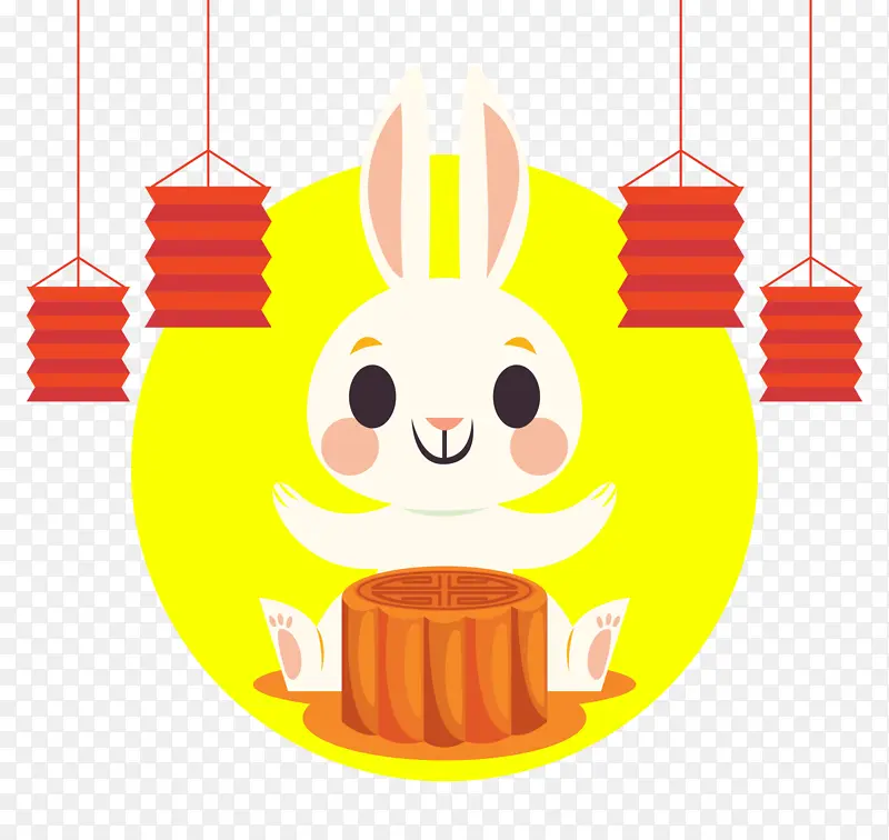 中秋节卡通月饼小兔