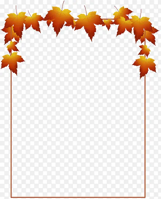 秋天手绘树叶枫叶边框元素