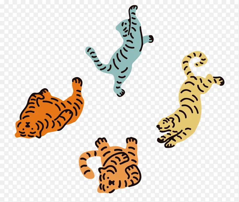 各种颜色的小老虎