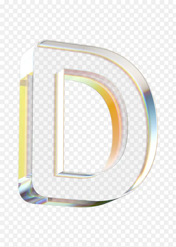 立体水晶透明金边字母D