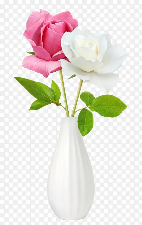 花瓶粉白鲜花