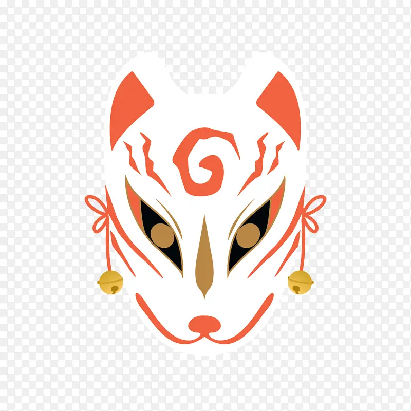 卡通手绘日本传统面具狐狸面具