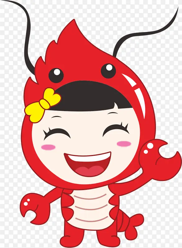 矢量卡通小龙虾