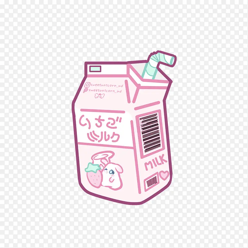 粉色牛奶盒贴纸