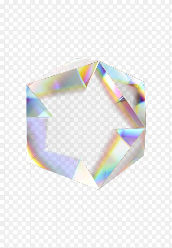 立体水晶透明金边六边形