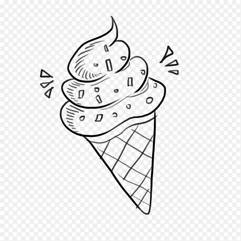 儿童节简笔速写手绘涂鸦冰淇淋甜筒