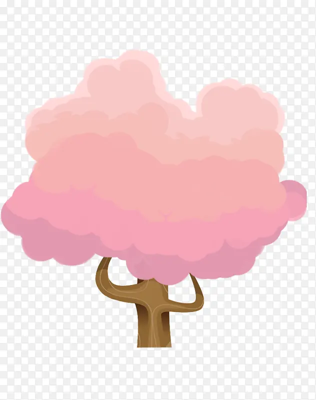 秋日卡通粉色小树
