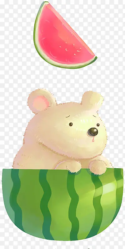 夏天水果动物组合小熊
