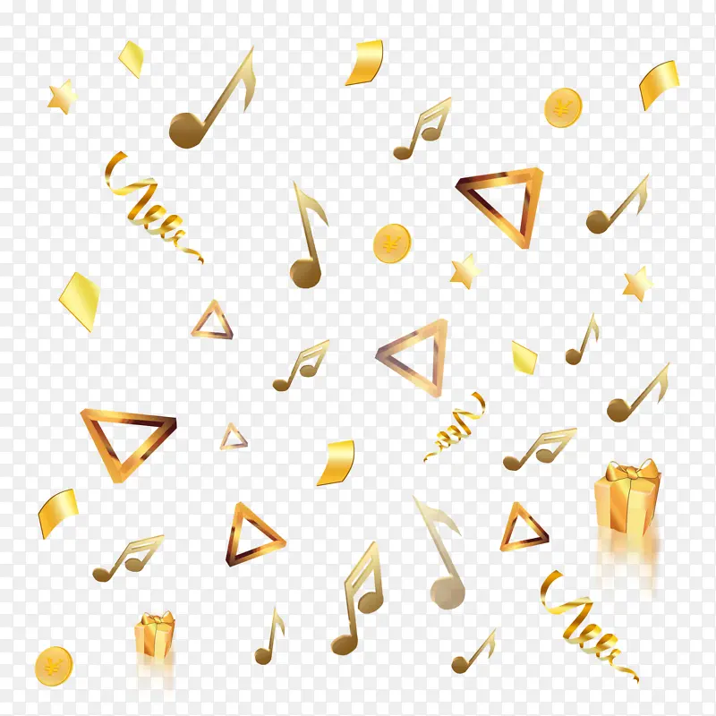 金色音乐符号三角形