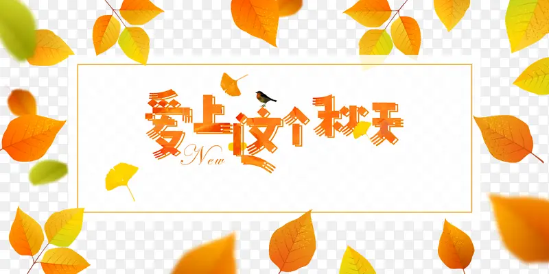 秋季爱上这个秋天树叶边框