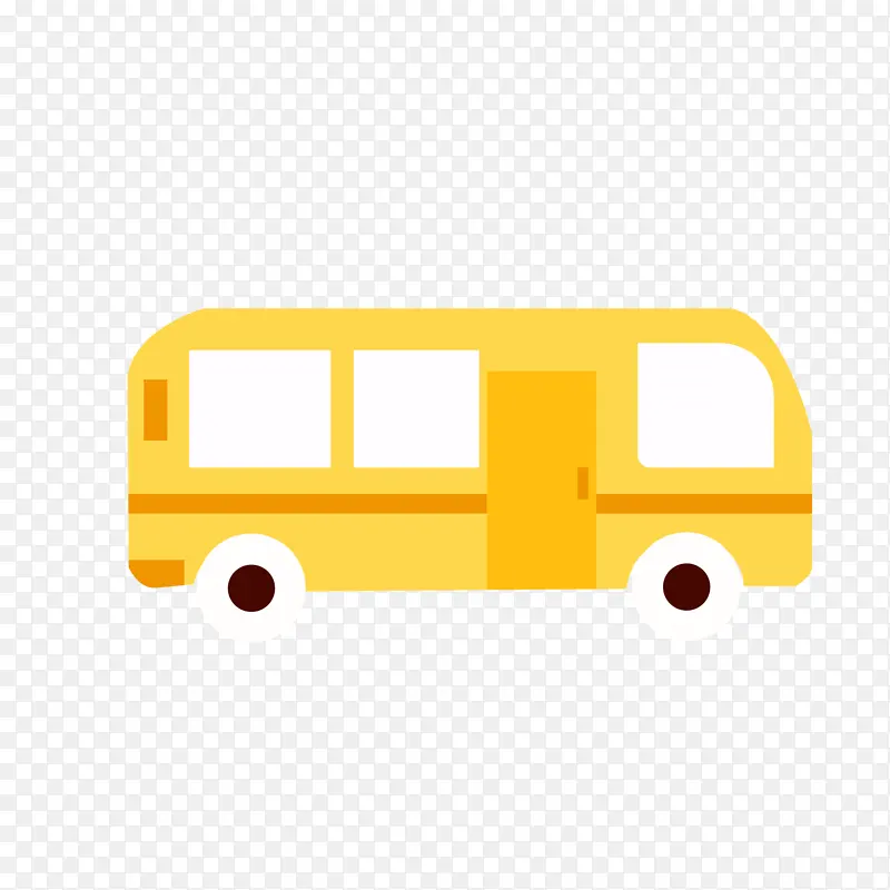 黄色单层层巴士插画