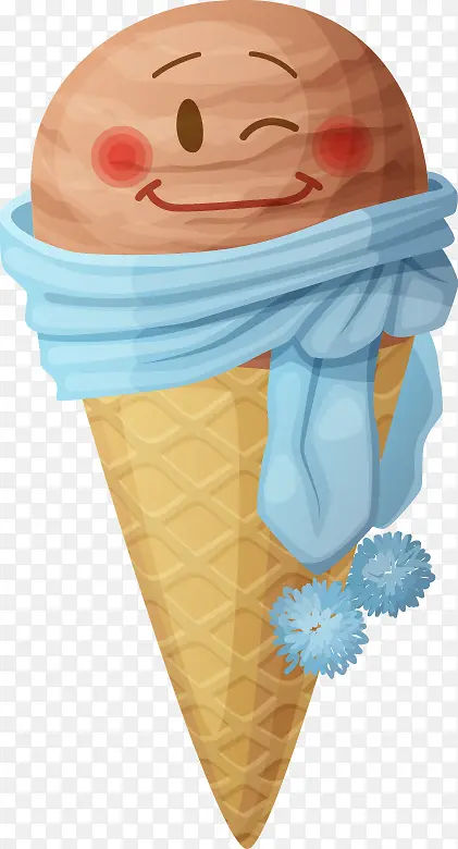 手绘 卡通 冰淇淋 笑脸