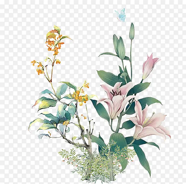 手绘花朵装饰。
