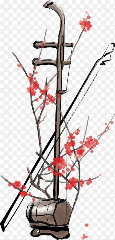古风手绘乐器插画二胡
