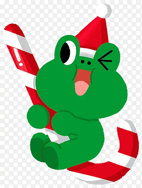 绿色青蛙圣诞节 卡通 装饰 元素